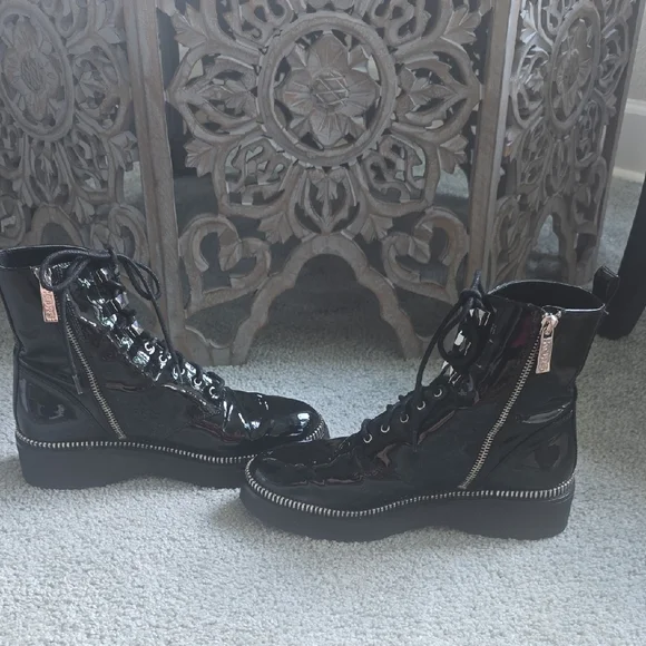 Michael Kors Black Combat Moto Boots - Picture 5 of 6